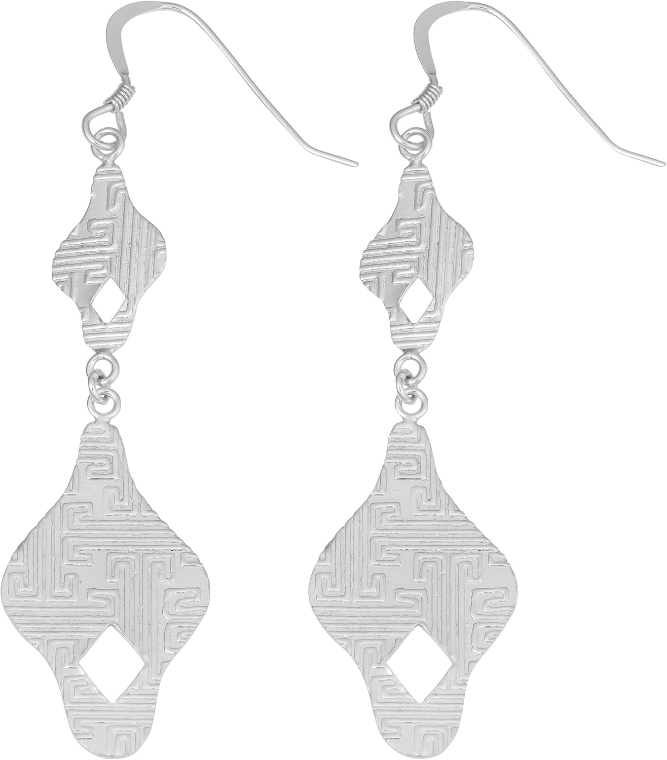 Kooljewelry Sterling Silver Textured Graduated Dangle Earrings