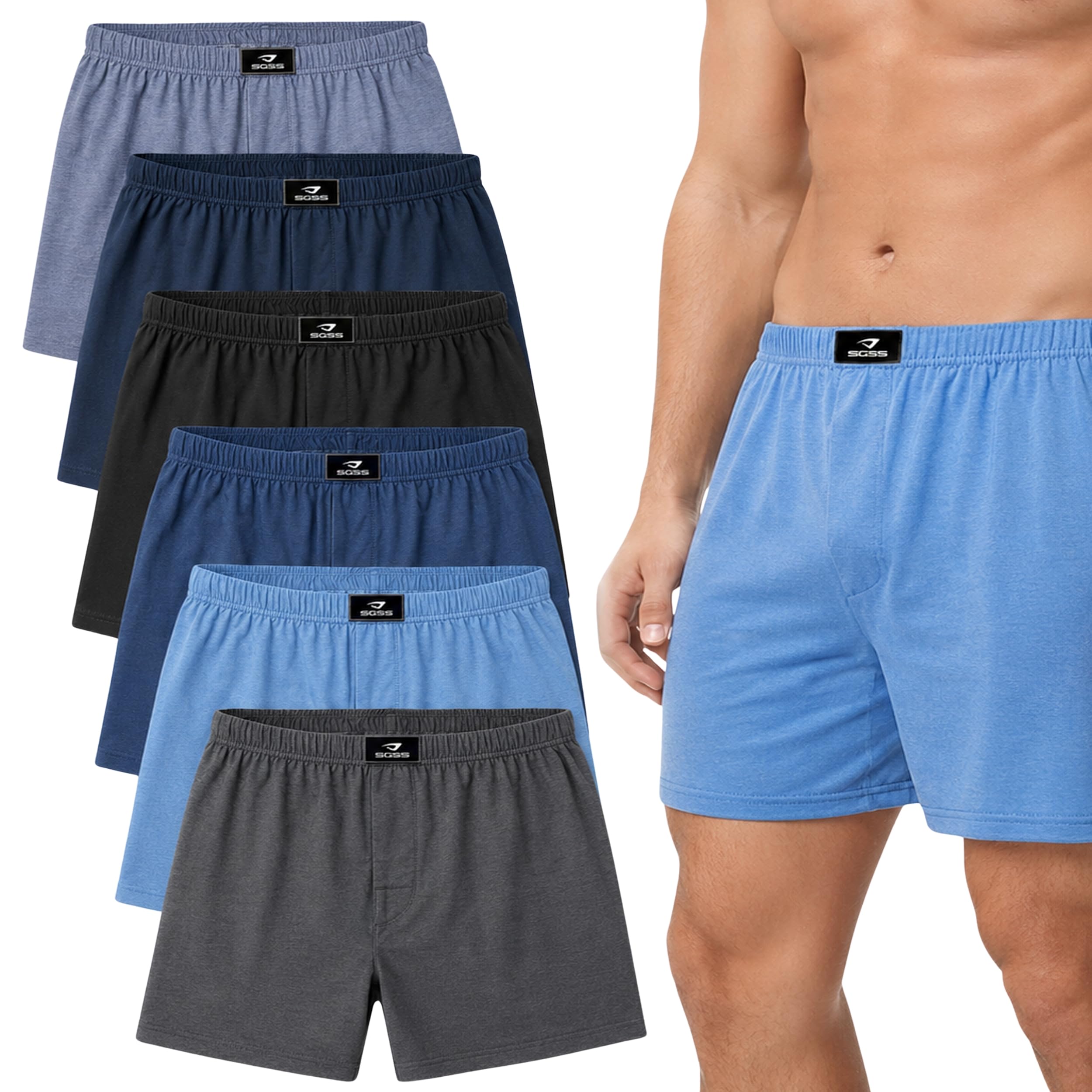 sgs Men's Boxer Shorts Loose & Soft - Pack of 10 & 6, 100% Cotton Men's Underwear & Underpants Men Wide, No Knees, With & Without Fly, up to 6XL-picture-11