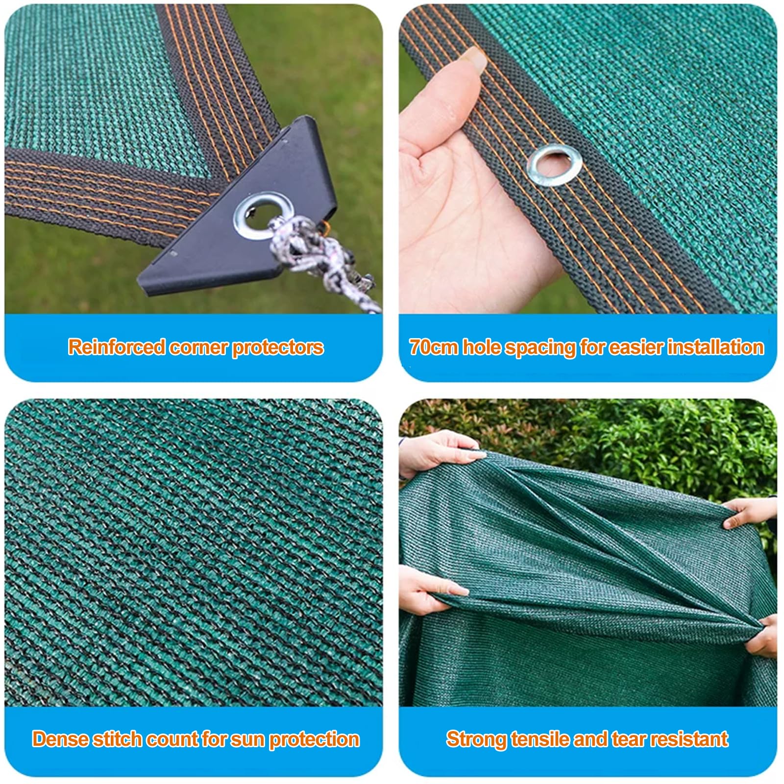 Sun Shade Net,Malla Sombreadora con Ojales,Bloqueador Solar Sombra Paño Ligera y Transpirable,Tasa de Sombreado 90%,Malla de Ocultación para Patio/Azotea/Garden (7x10m)