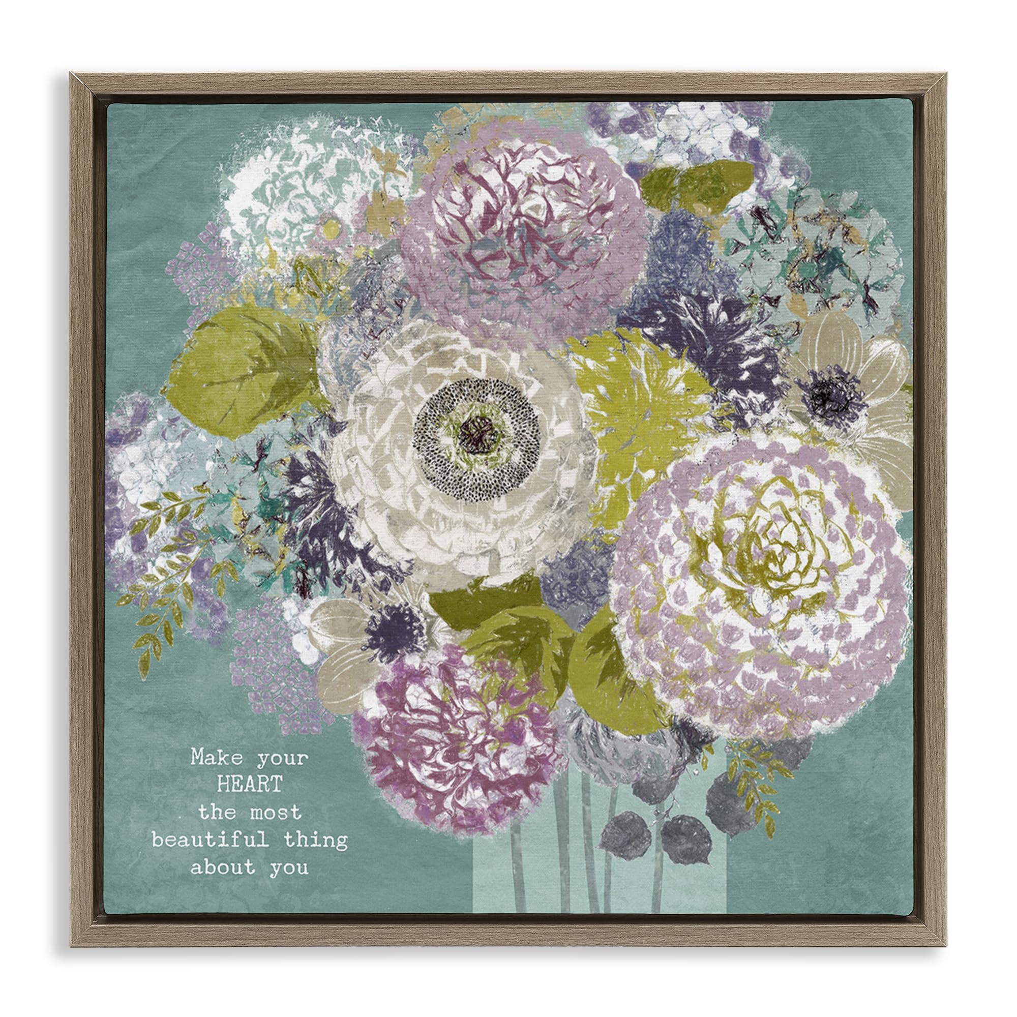 Stupell Industries 'Most Beautiful Thing Florals', Floating Frame Canvas Art, Brown, 18 x 18 Inches, Easy to Hang and Sturdy, Made in USA, by Suzanne Nicoll