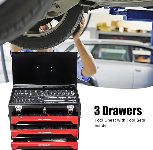 Miniatura 8 de Craftsman - Juego de herramientas mecánicas con caja de metal resistente de 3 cajones 339 piezas para adultos mecánico taller mantenimiento y