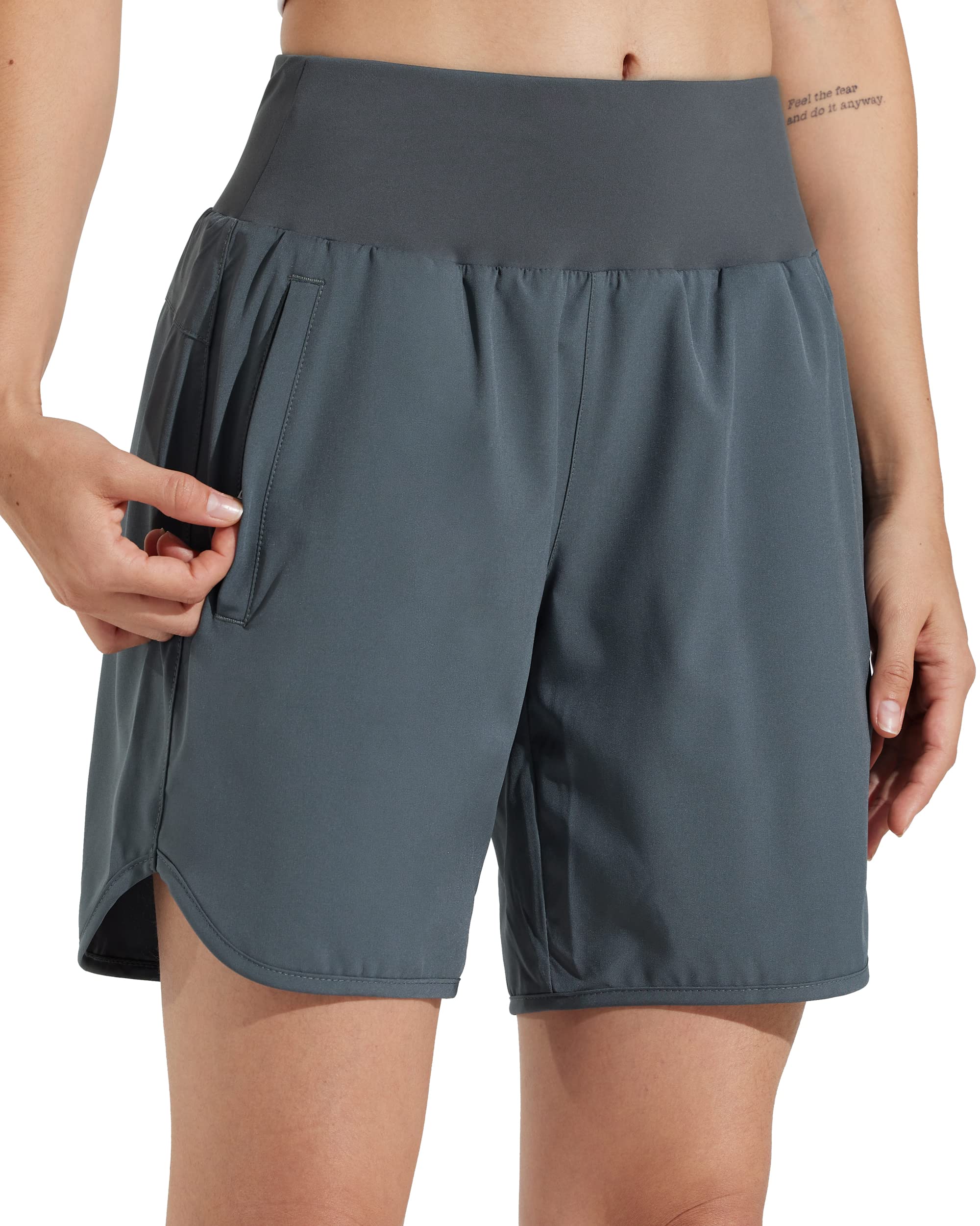 Short De Sport Femme 2 En 1 - Taille Haute Avec Poches - Course Yoga Fitness