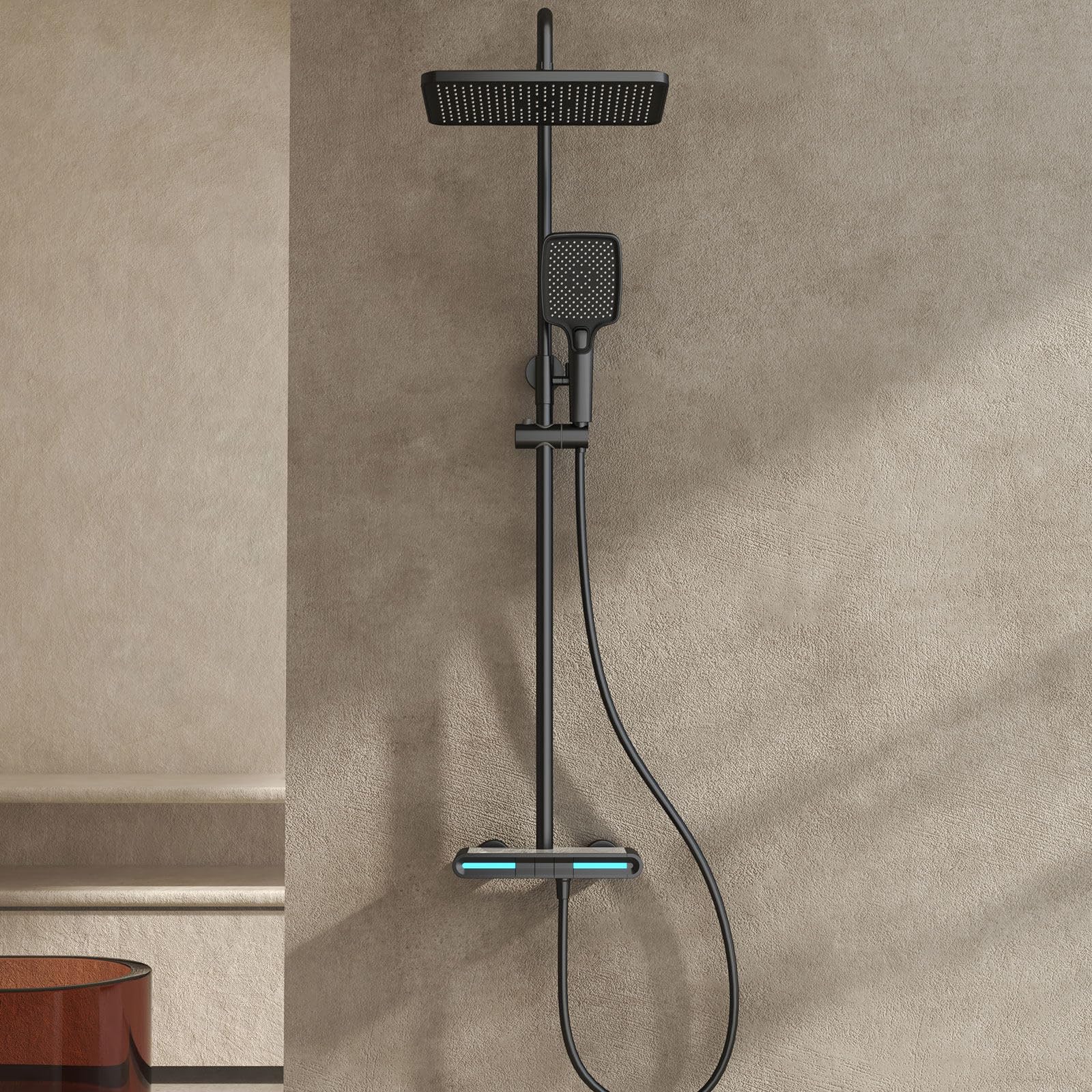 Système de douche thermostatique Iron Man avec éclairage d'ambiance pour douche du soir