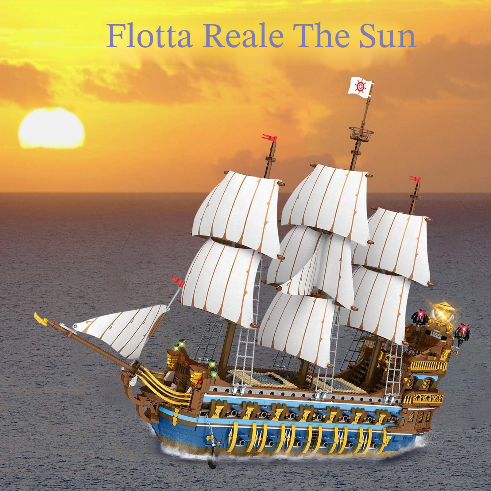 JMBricklayer 40103 Blocchi di Costruzione a Morsetto per Barca Pirata, Kit Blocchi di Costruzione Flotta Reale del Sole, Collezione di modelli di navi per Adulti e Bambini