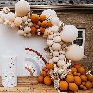 Burnt Orange Double-Stuffed Balloons 134Pcs Boho Balloon Garland Arch Kit, Terracotta Fall Balloons for Birthday Baby Shower Party Decoration