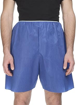 McKesson Patient Exam Shorts, Disposable - Non-Woven Material, Elastic Waist, Blue - Fits 32 in to 40 in Waist, Size Large, 100 Count