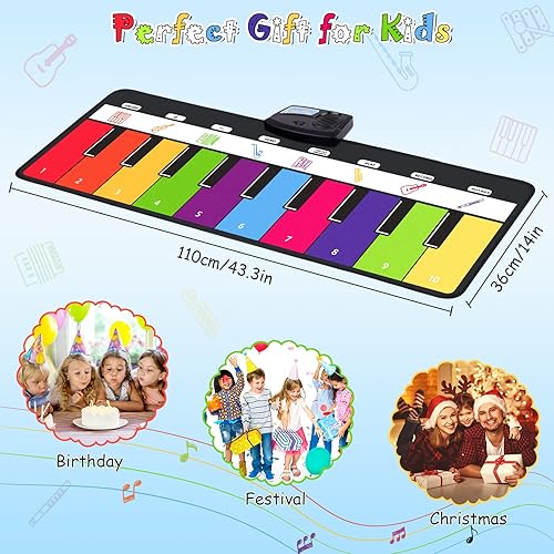 Miniatura 6 de TWFRIC Coloridas esteras de piano con 38 sonidos de música, para niños, portátil de danza, música y piano, juguete musical, juego de juegos