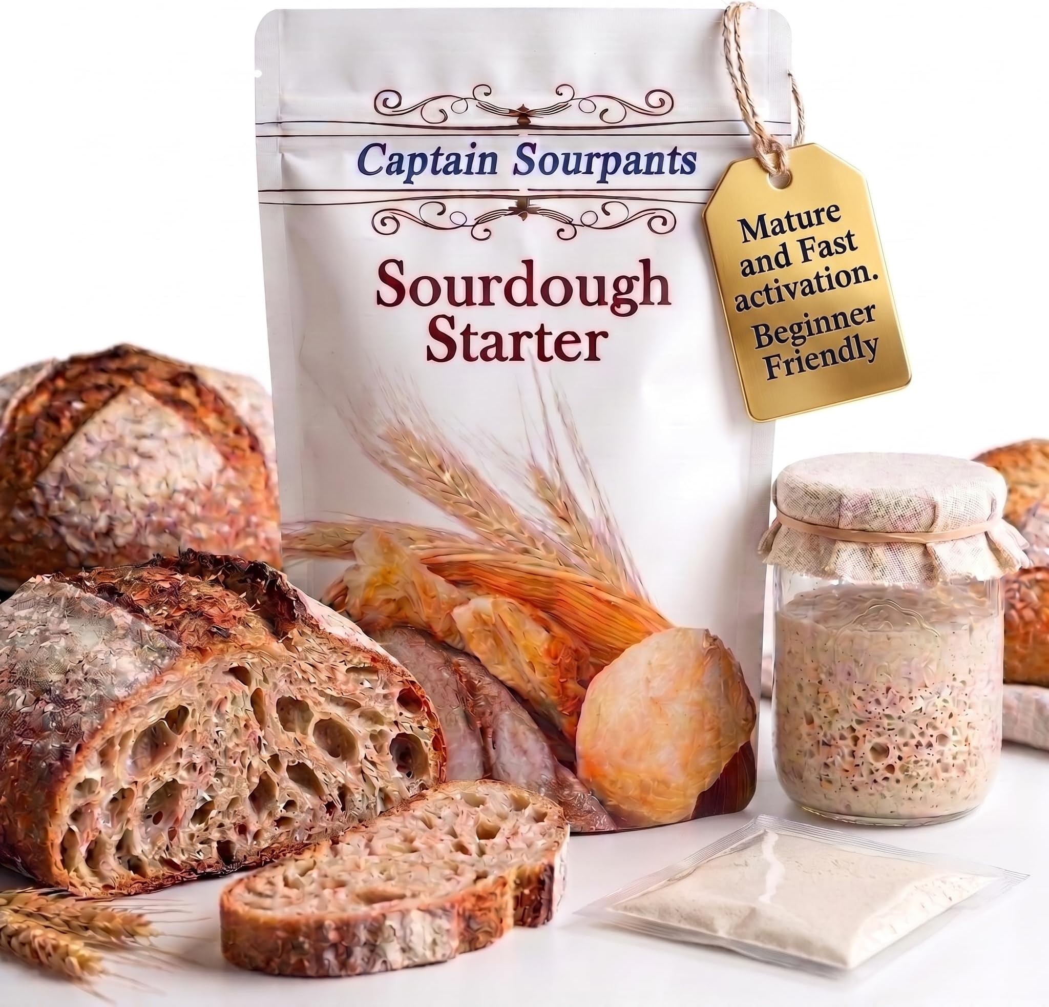 Mature Sourdough Starter Culture – Dehydrated 100+ Year Old Starter Kit | All-Natural Culture, Fast Reactivation with Expert Support; Active, beginner friendly for Delicious Sourdough Bread & more