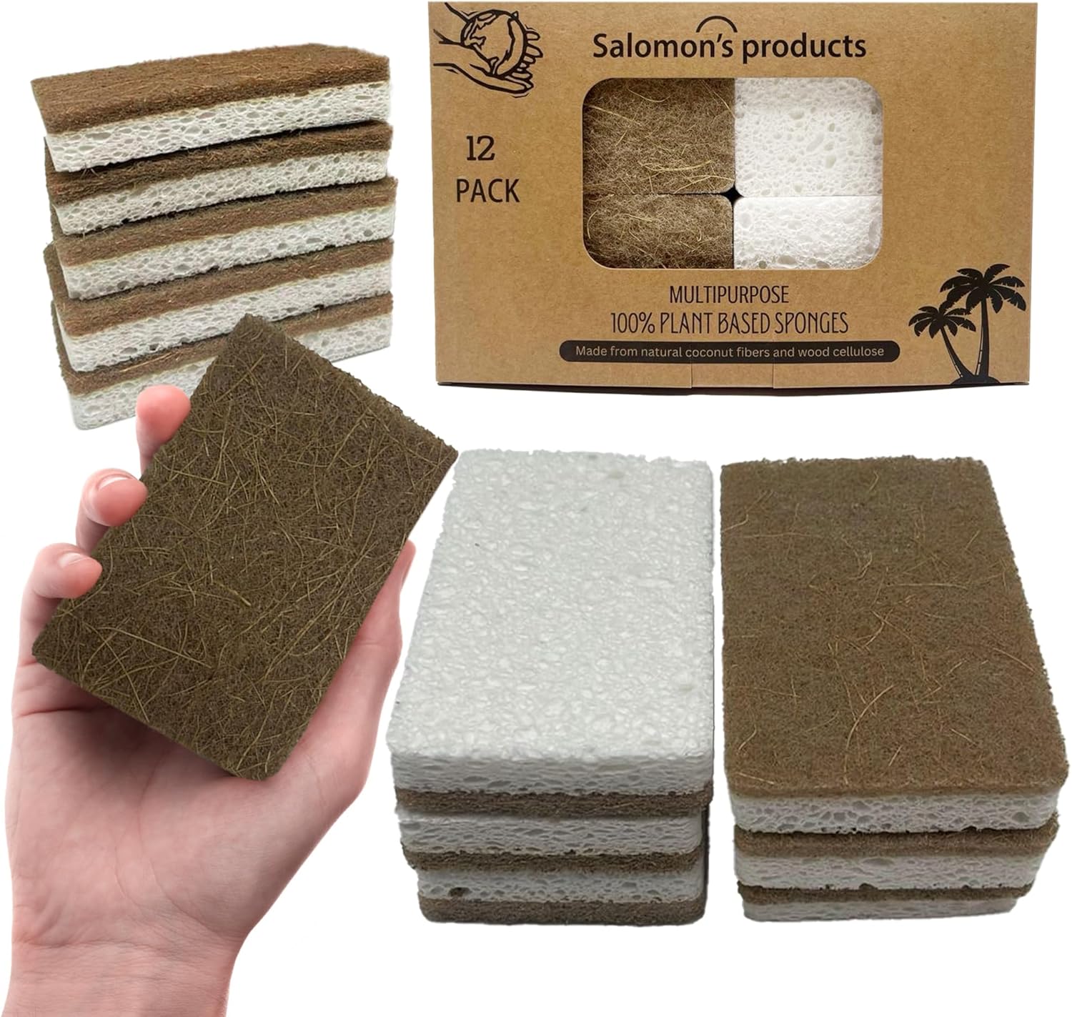 12 Pack Natural Kitchen Sponges...