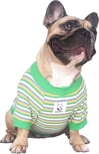 iChoue Camisetas de alta elasticidad de Bulldog francés, ropa para perros medianos grandes, pug francés, pitbull inglés, Boston Terrier, rayas