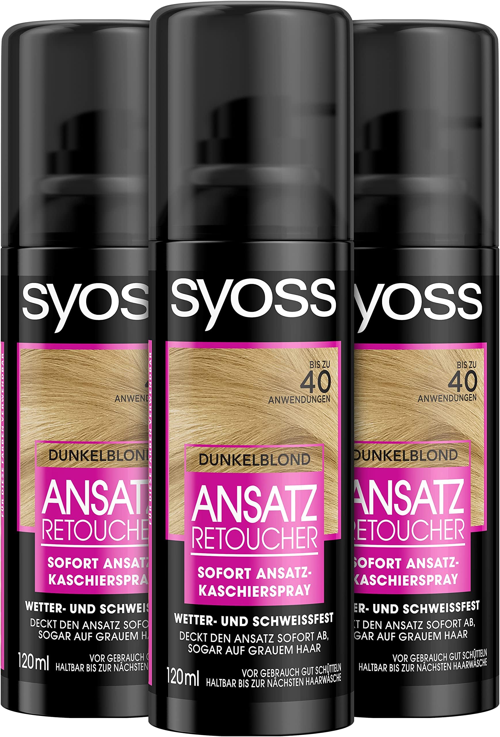 Rug Retoucher Concealer Spray Dark Blonde Level 1 (3 x 120 ml), Root Spray Covers Darker and Grey Renewable Roots, Root Colour Lasts Until The Next Hair Wash