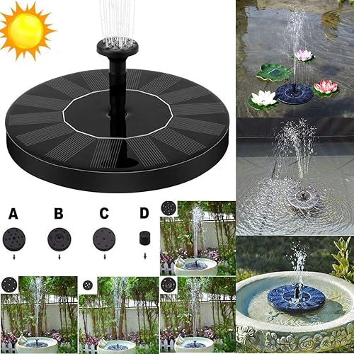 Miniatura 4 de SKYXIU Fuente solar de baño para pájaros, mini fuente solar de 1 W con 4 boquillas, bomba de fuente de agua flotante con energía solar para baño de