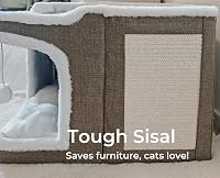 Spindro Macskabarlang Nagy Méretű Macskágy Levehető Párnával és Játékkal Sötétzöld - Vert 2 level (43cmx43cmx33cm), Deep Green 3