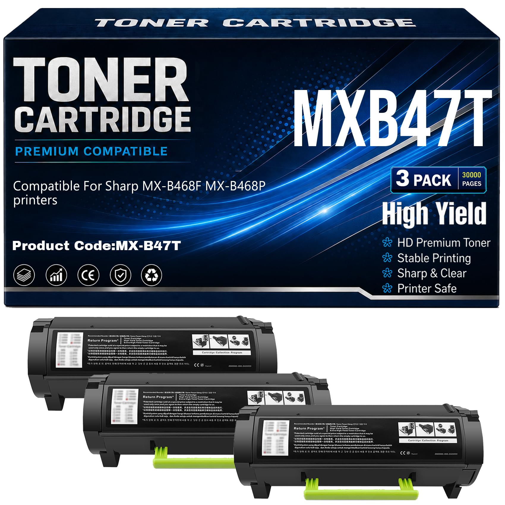 Per Sharp MX-B468F MX-B468P Cartucce toner Compatibili MX-B47T Nero Toner Con chip Alta resa 30.000 pagine