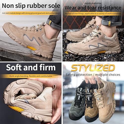 Miniatura 5 de Zapatos con punta de acero para hombre, zapatos de trabajo con puntera de seguridad, zapatos ligeros de punta compuesta para hombres, zapatos de