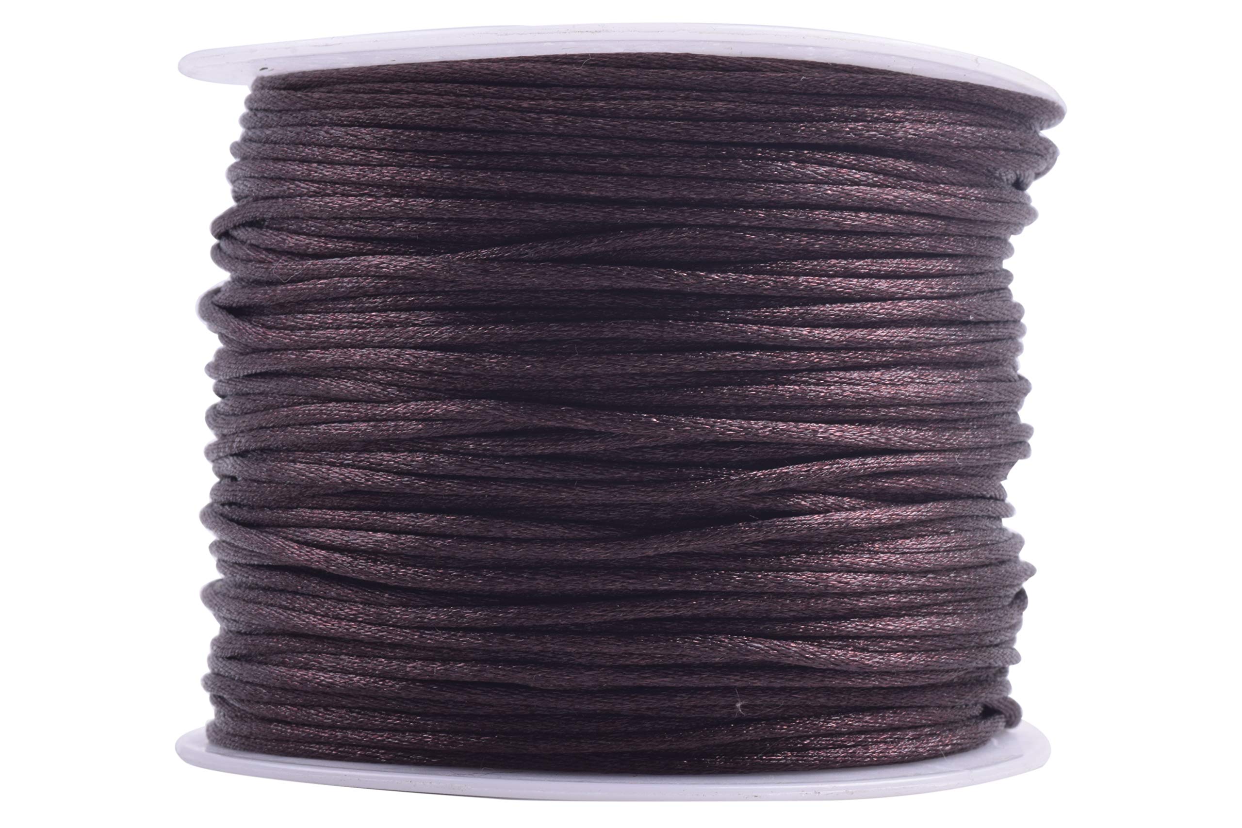 KONMAY 1 Roll 91 Meters 1.5mm Brown Nylon Rattail Satin Silk Trim Cord Beading String for Chinese Knotting, Kumihimo, Beading, Macramé, Jewelry Making