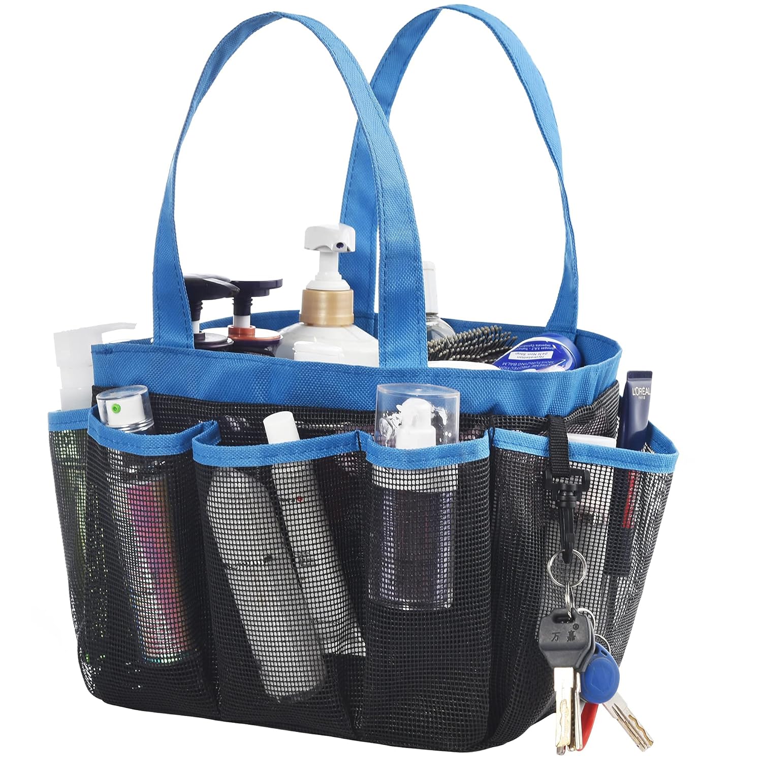 WEHUSE Mesh Shower Caddy Basket 8 Large Pockets Quick Dry Shower Tote Bag Portable Bathroom Caddy for College
