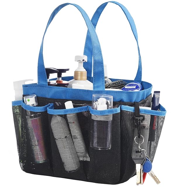 WEHUSE Mesh Shower Caddy Basket 8 Large Pockets Quick Dry Shower Tote Bag Portable Bathroom Caddy for College