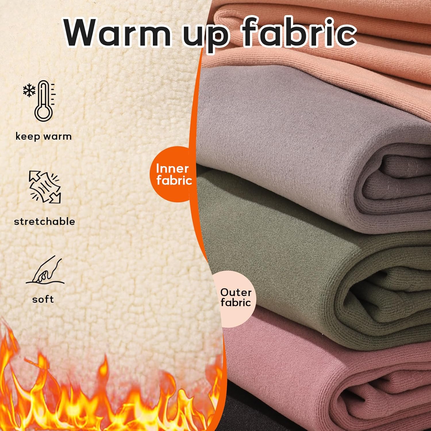 6 Pack Girls Winter Fleece Lined Leggings Girls Warm Pants Kids Basic Solid Pants Toddler Stretchy Thick Tights - Image 5