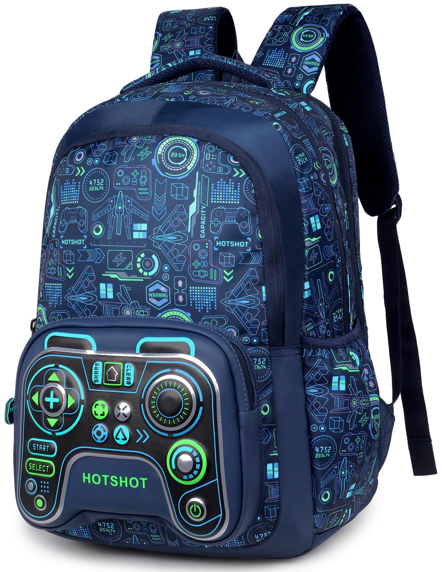 BAG GAMER_1446|3D EMBOSSED DESGIN|SCHOOL BAG|TUTUION|KIDS & CHILDRENS BACKPACK|WATER RESISTANT|18 INCH|FOR BOYS & GIRLS|32 LITERS BACKPACK