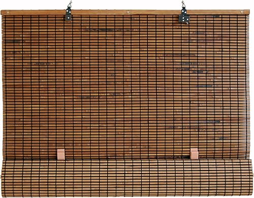 Seta Direct, Persiana enrollable con listones de bambú sin cordón, 60 pulgadas de ancho por 72 pulgadas de largo, color marrón expreso