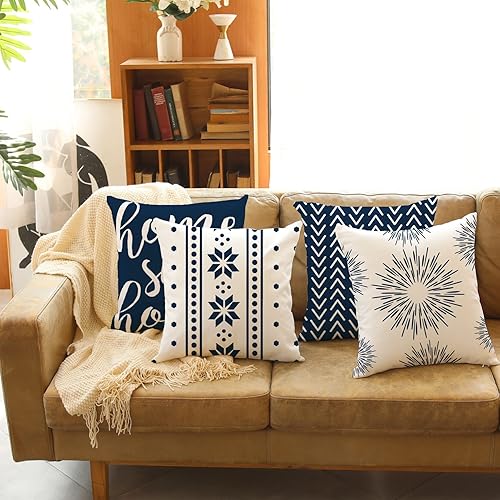 Miniatura 8 de Paquete de 4 fundas de almohada decorativas para sofá, cama, automóvil, sala de estar, decoración del hogar (gris, 16 x 16 pulgadas, juego de 4)