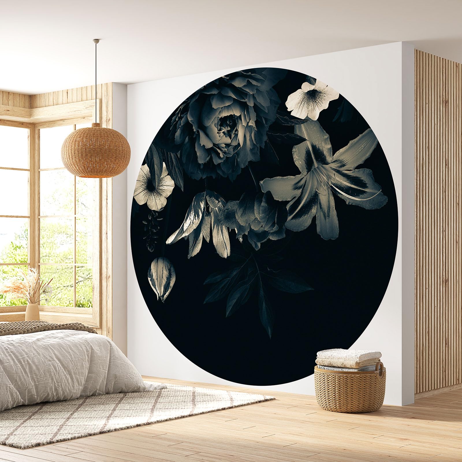 Papier peint rond motif floral 250 cm Lumalea en papier standard lessivable