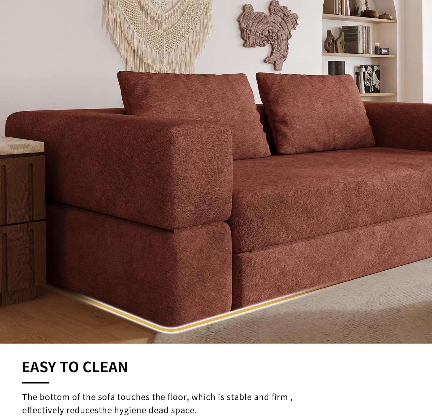 78.7" Comfortable Straight-Row Sofa with 2 Pillow,2-in-1 Multi Functional Loveseat Couch,Chenille Convertible Sofa Bed,No Assembly Required for Apartment,Living Room,Bedroom,Grey