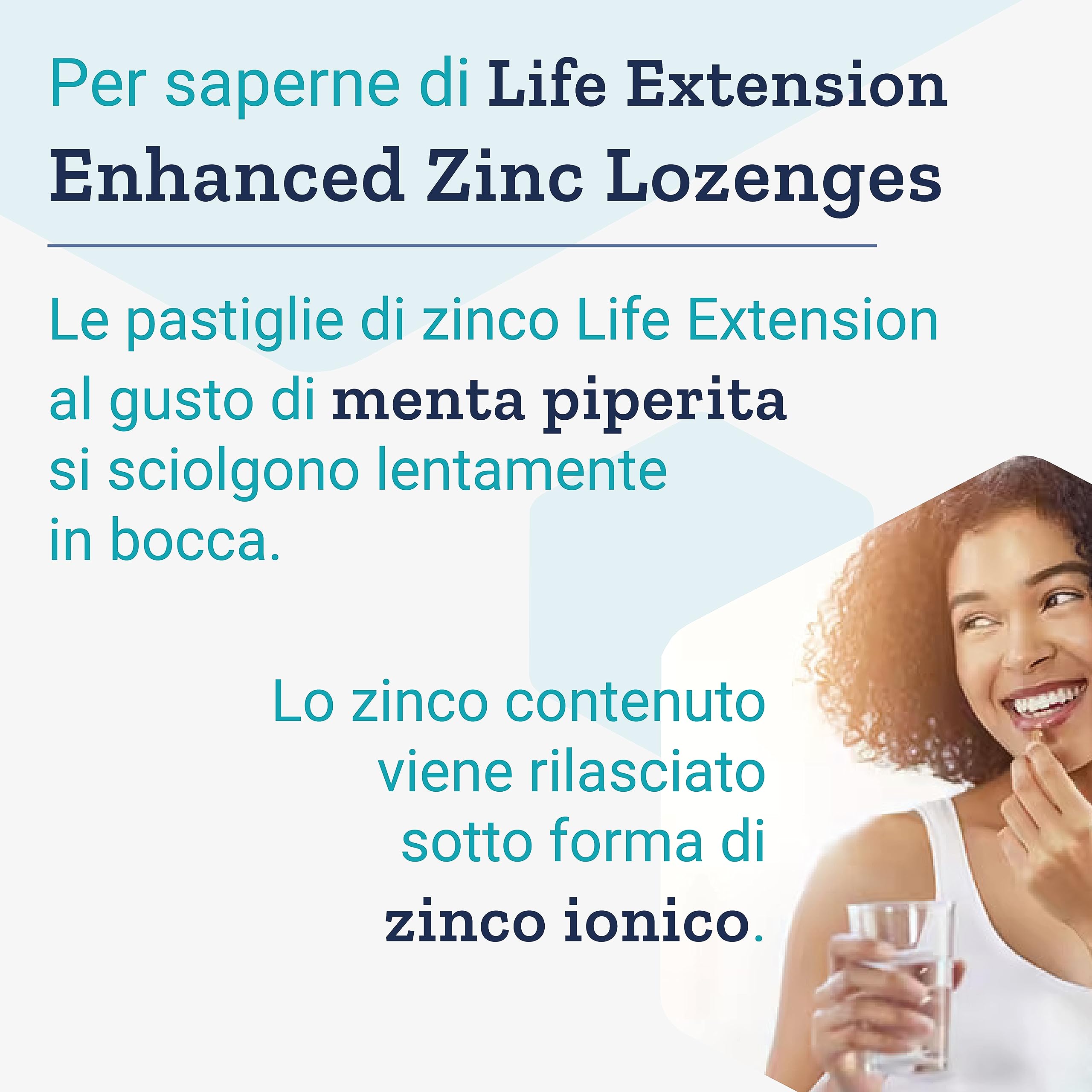Life Extension, Enhanced Zinc Lozenges (Pasticche di Zinco), al Gusto di Menta Piperita, 30 Pastiglie vegane, Testate in Laboratorio, Senza Glutine, Vegetariane, Senza Soia, Non OGM