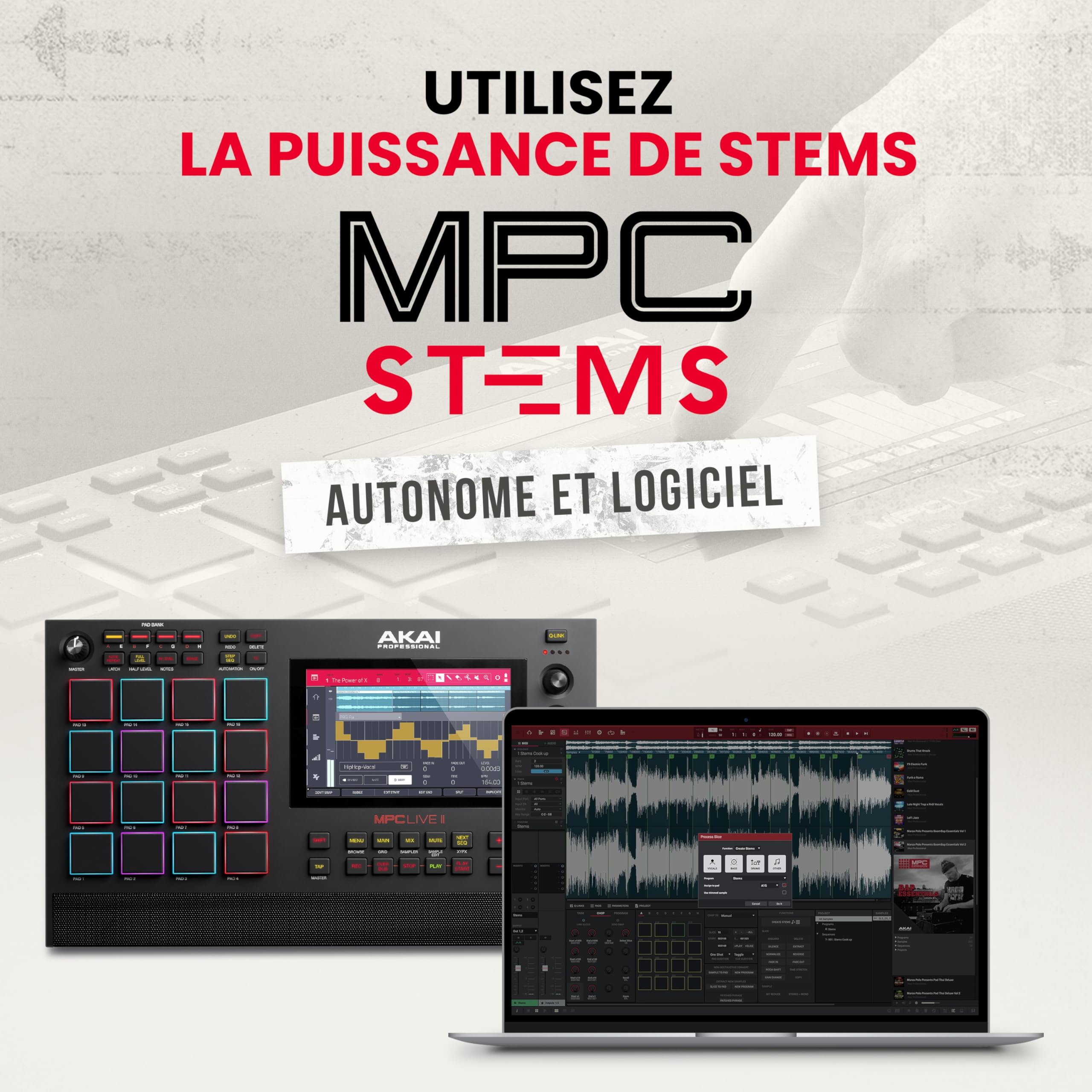 Akai Professional MPC Live II - Machine à Rythmes, Échantillonneur et Beat Maker à Piles avec Haut-Parleurs, Pads de Batterie, Moteurs de Synthèse, Écran Tactile et Intégration Native Instruments