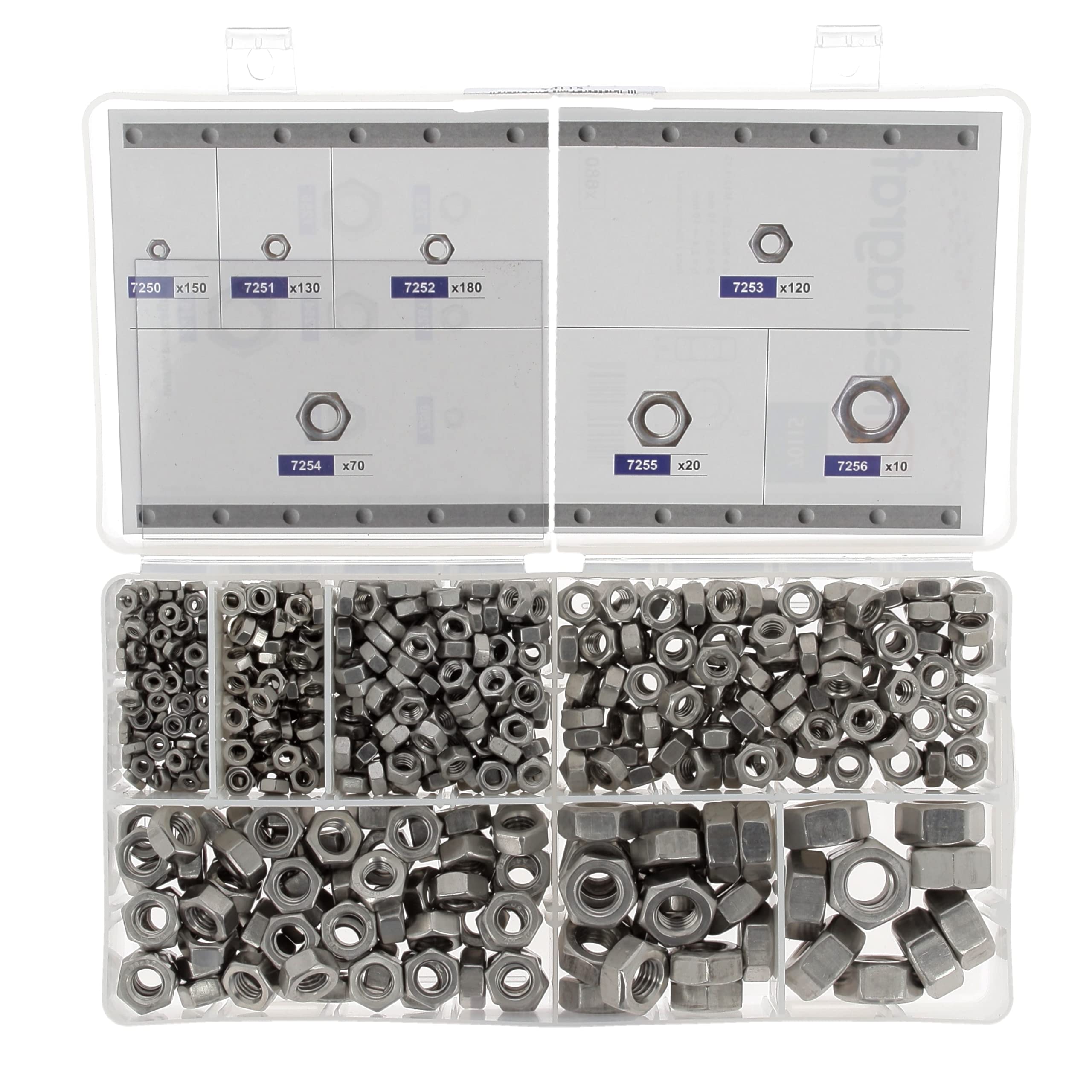 Restagraf - Coffret d'Écrous Hexagonaux - Assortiment pour Vis M3-0.50 à M12-1.75 - Rangement Atelier - DIN 934 - Idéal Réparation Mécanique - Réf. 70115 - Coffret de 680 pcs