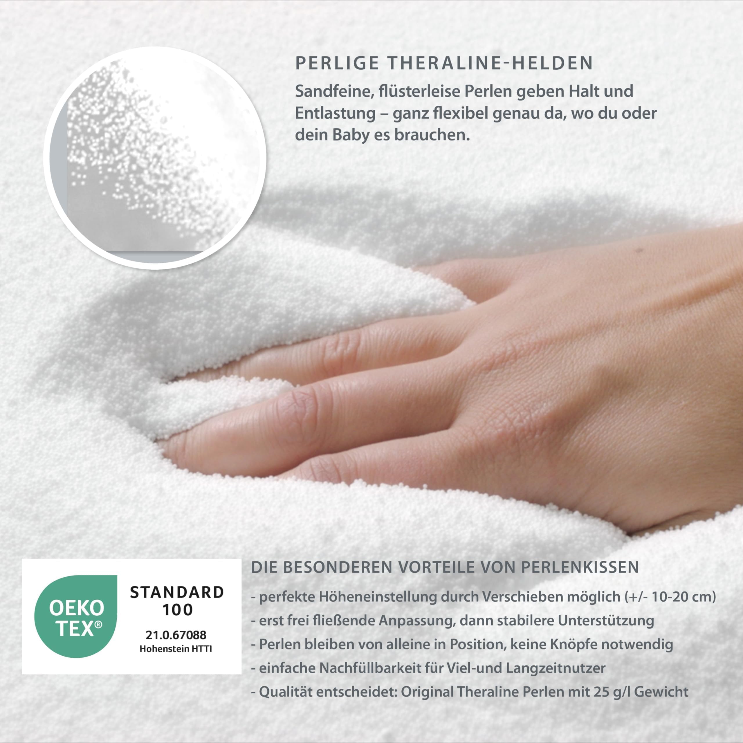 Das Original Theraline Stillkissen | 190 cm | Mikroperlen Füllung | inklusive Bezug Indie Dots grün | Mikroperlen Füllung, inklusive Bezug