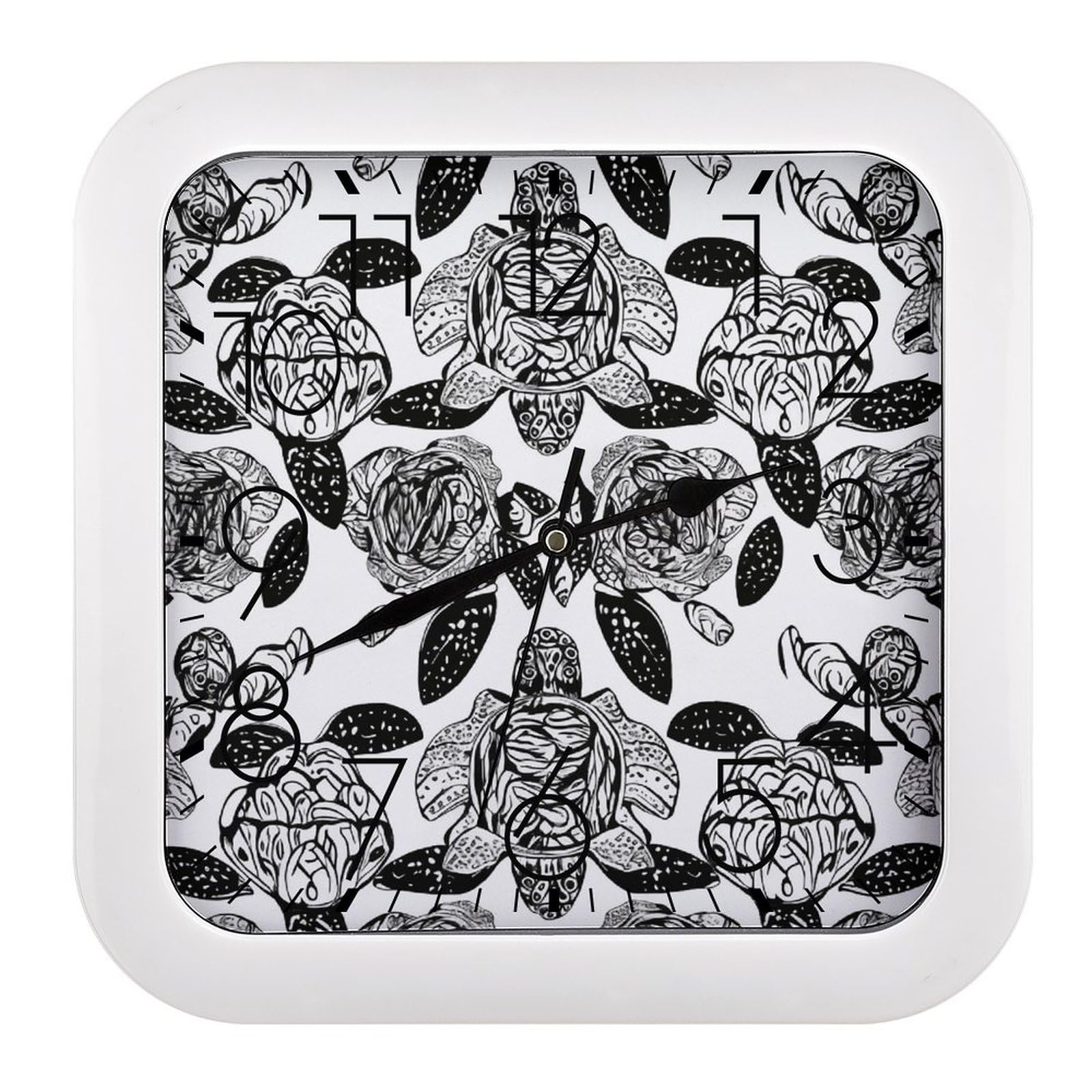 LZQPOEAS Animals Sea Turtles Wall Clock Modern Square Clocks Silent Non Ticking Wall Clocks Battery Operated Small Analog Decorative Wall Clocks for Bedroom Living Room Office Home Gym