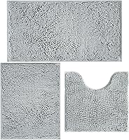 Vista 10 de Alfombras de Baño Tapete de Baño de Chenilla Juego de 3 Piezas, Súper Absorbente, Respaldo Antideslizante de PVC Resistente, Tapetes de baño