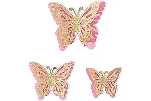 Exquisite Pink Butterfly Glitter 3D Wall Decor