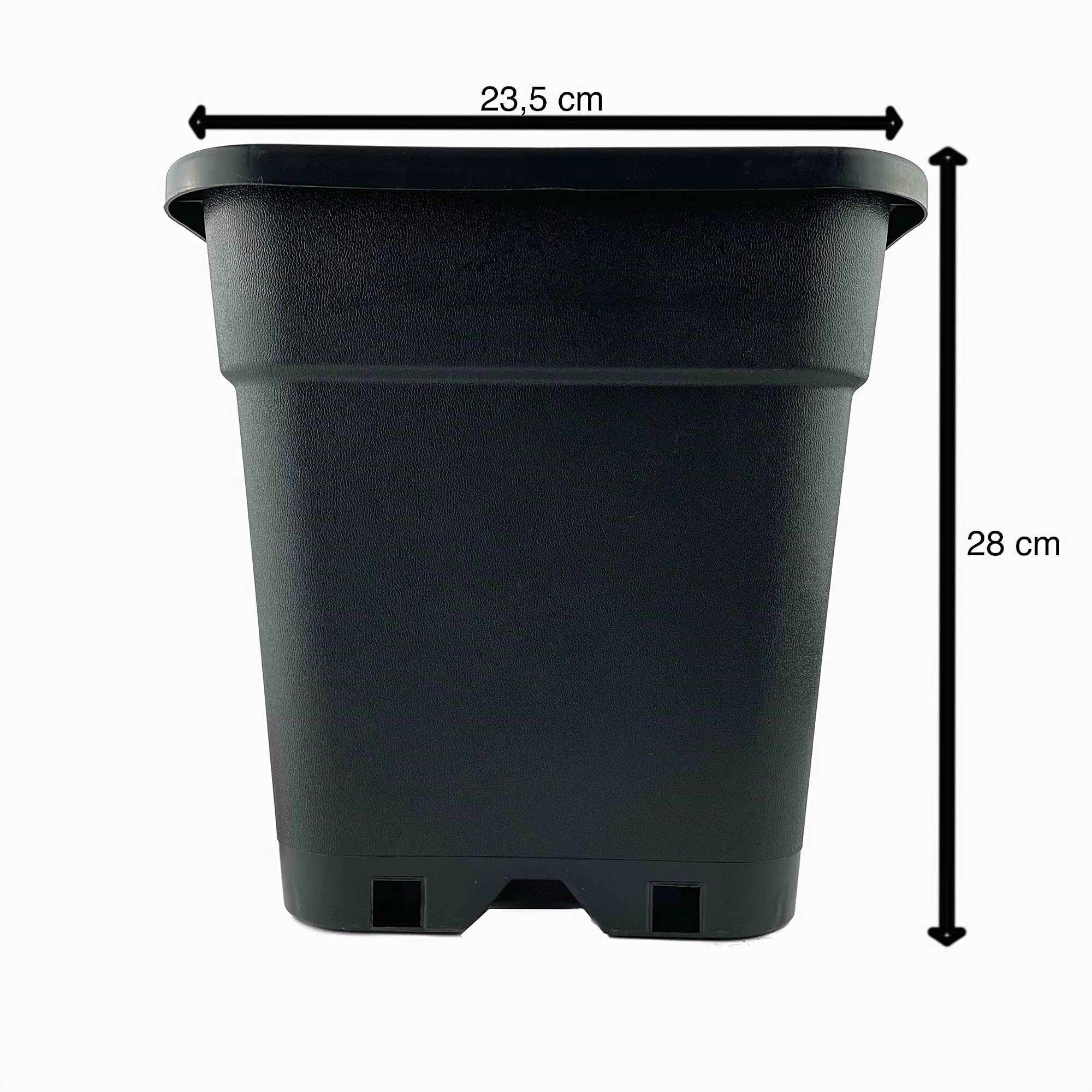 5 x 11 Liter 23,5x23,5x28 cm Pflanztöpfe mit passenden Untersetzer Topf Töpfe Pflanzentopf Viereckig Schwarz