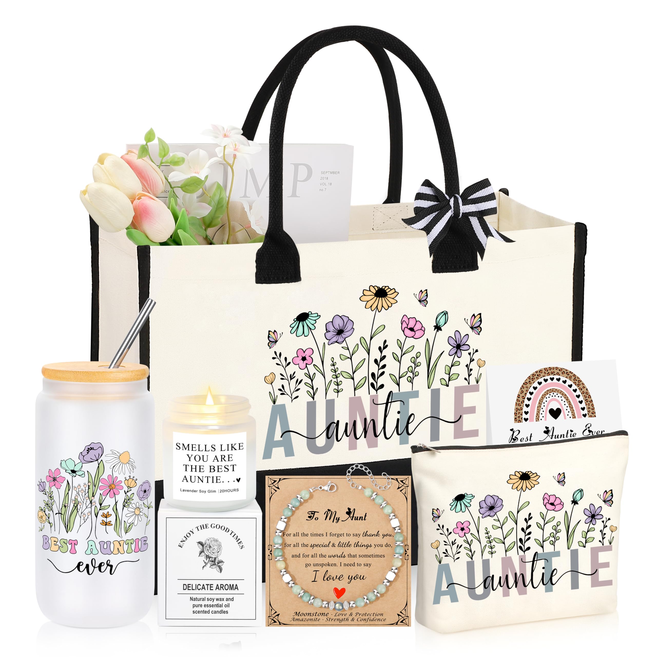 Aunt Gifts, Mothers Day Birthday Gifts for Aunt Auntie, Christmas Ideas Present Basket Set of 6