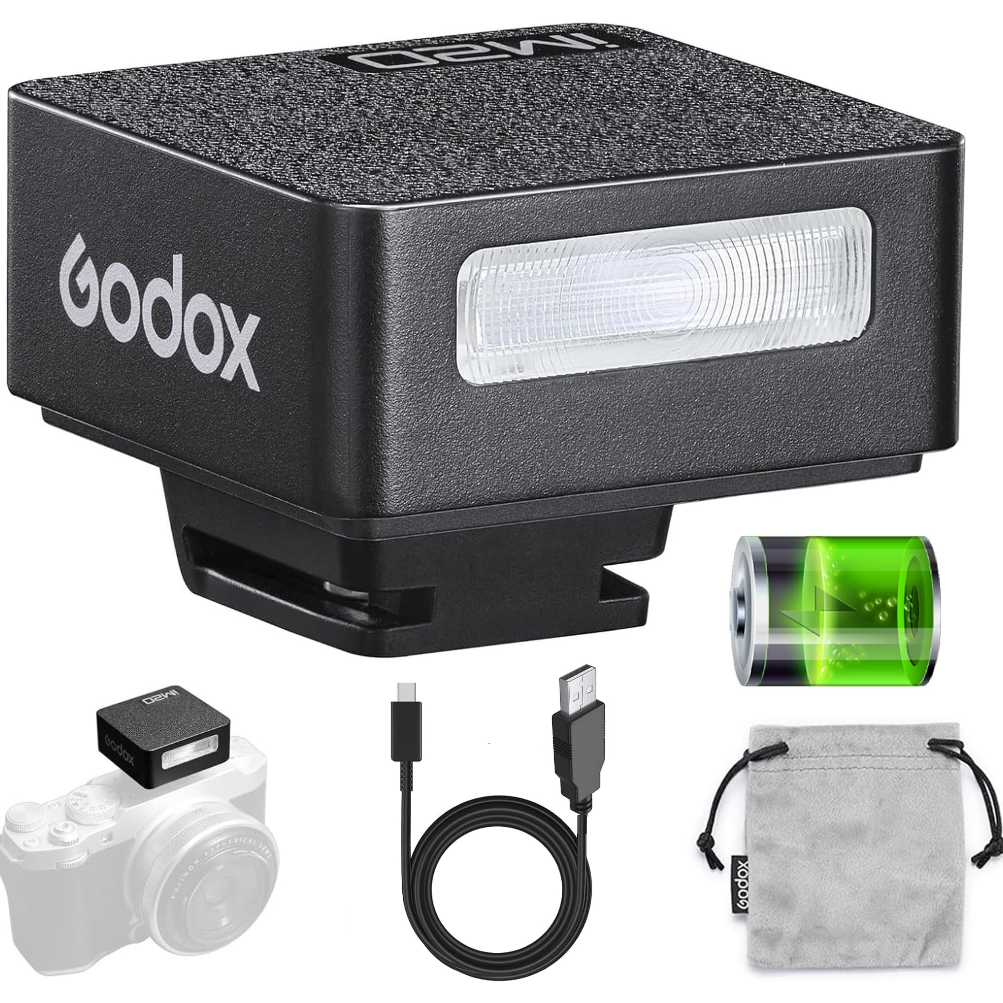 Godox Flash iM20 Mini Camera Flash - GN10/470 mAh/Type-c Charge/440 Full-Power Flashes/3s Recycle Times/5 Power Levels/Manual, Camera Flash for Sony zve10/Sony zv1/Sony a7iii/Fujifilm f1 etc.