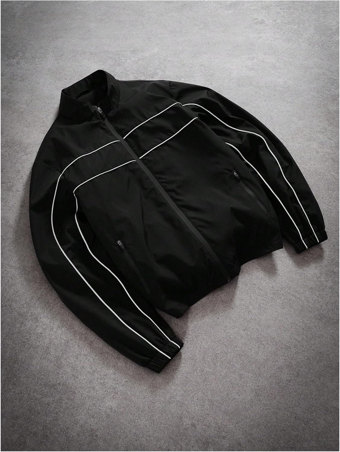 Verdusa Men's Striped Zip Up Windbreak Jacket Streetwear Lightweight Crop Outerwear with Pockets - Image 4