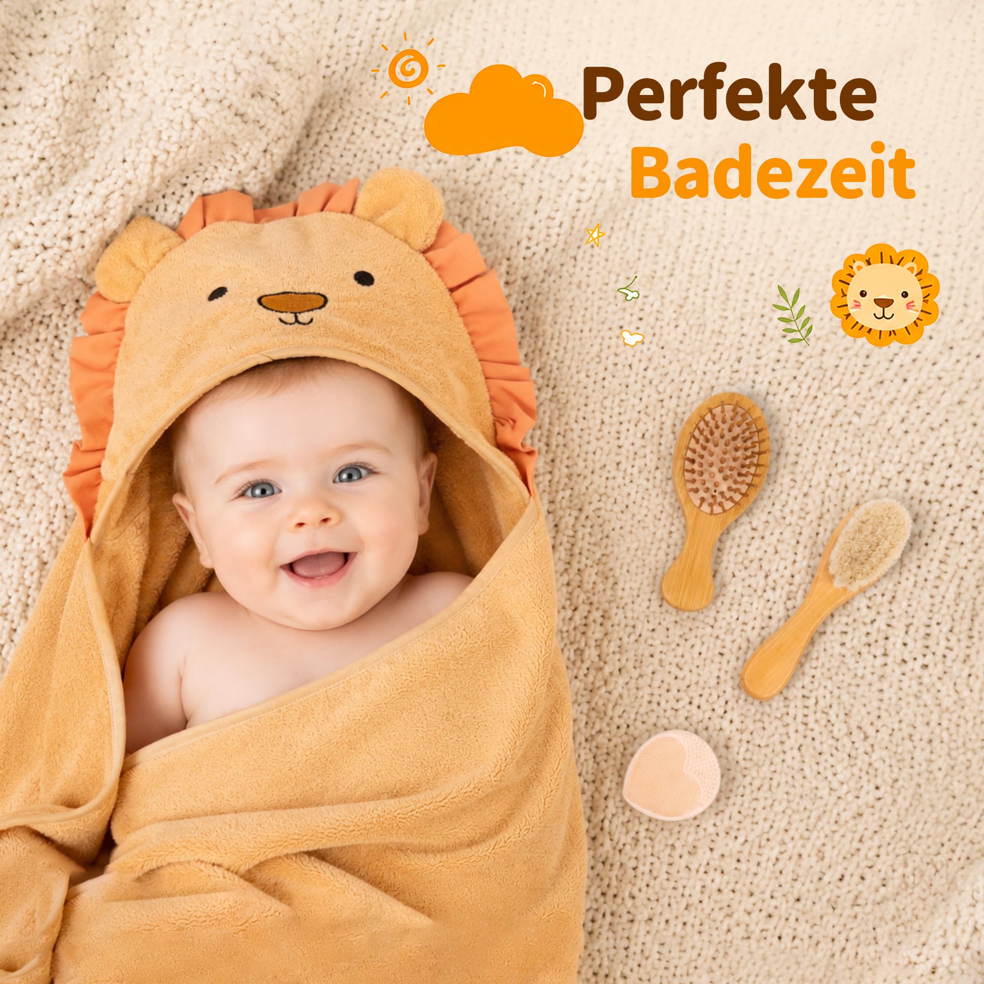 Geschenk zur Geburt Junge, Baby Shower Geschenk mit Baby Kuscheldecke | Neugeborenen Geschenk mit Baby Kuscheldecke, Mütze, Holzrassel, Stoffbuch und Schnullerketten.