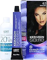 Keraton Coloração Permanente Em Creme Para Cabelos Com Cistina E Óleo De Macadâmia Selfie 50G Nº 4.0 Castanho Médio