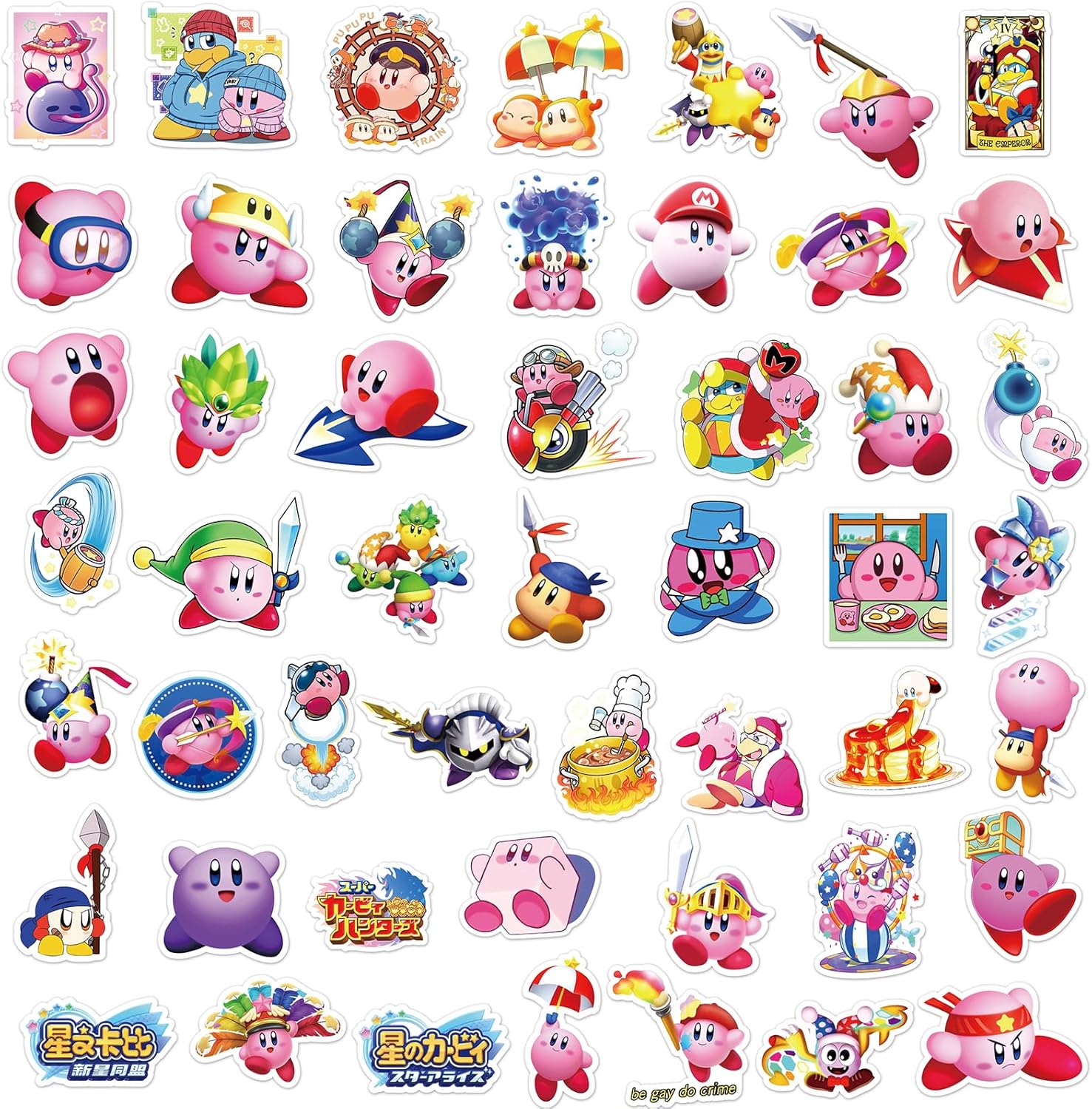 100PCS Cartoon Kirby Stickers for Kids,Vinyl Waterproof Decal for Water Bottle Laptop Toy Sticker for DIY Decorate Bumper Phone Hard Hat Kids Teens Gifts (Kirb) - Image 4