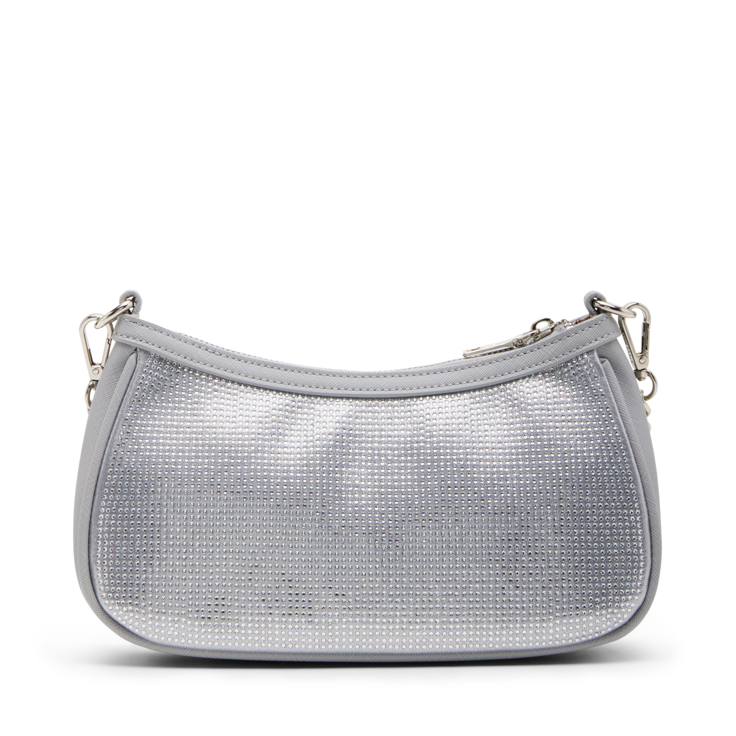 Steve Madden Rhinestone Crossbody, Vickieg Bandolera con Diamantes de imitación para Mujer, Silver, Talla de un Talla