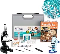 Vista 12 de AmScope-Kids 120X-1200X Kit de microscopio para estudiantes de microscopio de brazo metálico blanco para principiantes y telescopio refractor
