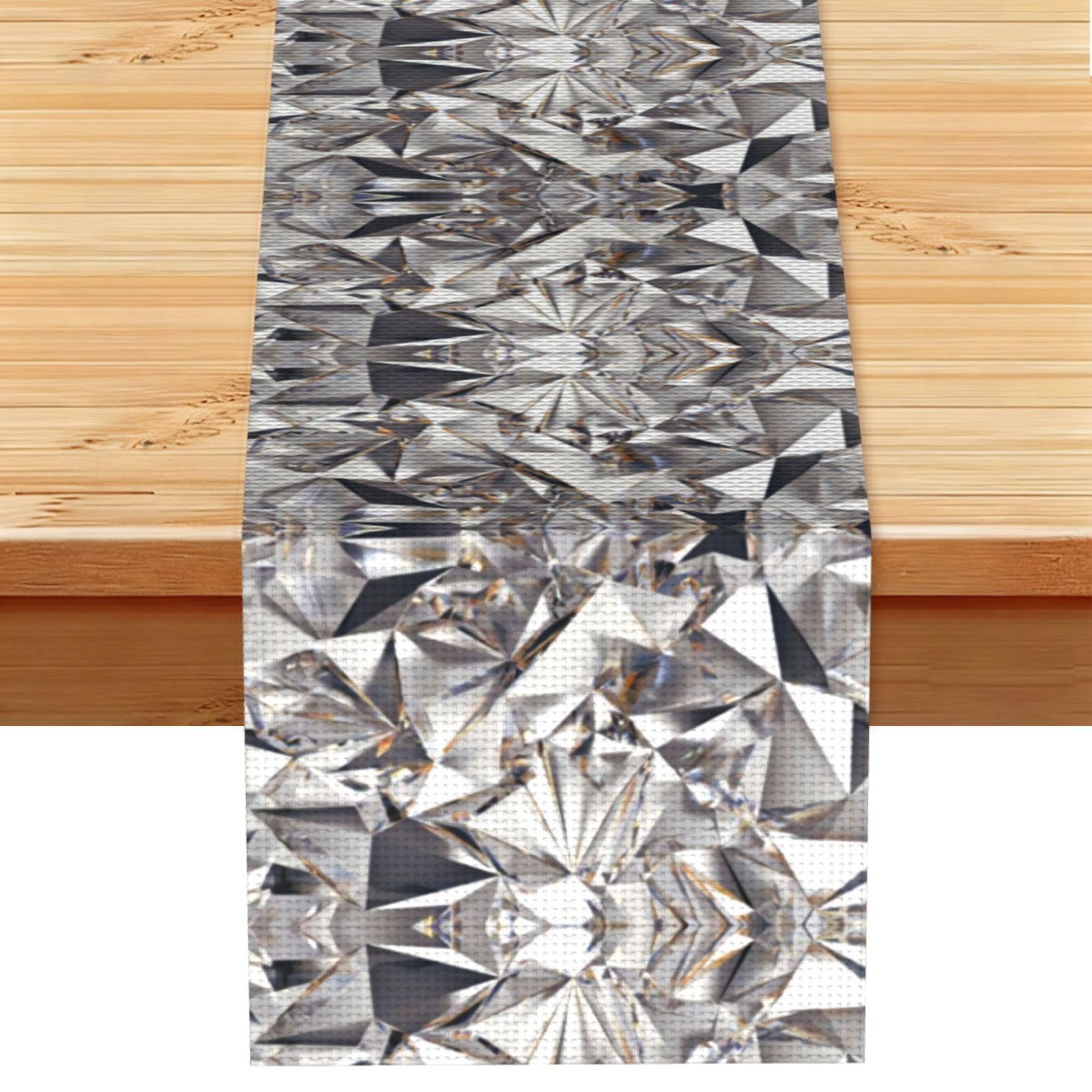 Glitter Abstract Diamond Crystal Pattern Linen Feel Table Runner Wedding Party Home Decoration