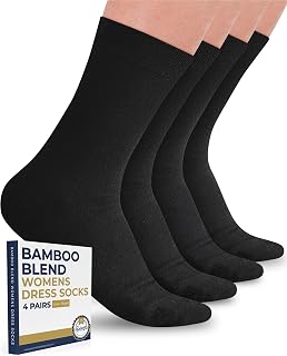 Bamboo Womens Trouser Socks - 4 Pairs Crew Womens Dress Socks | Bamboo Socks Womens | Dress Socks Women