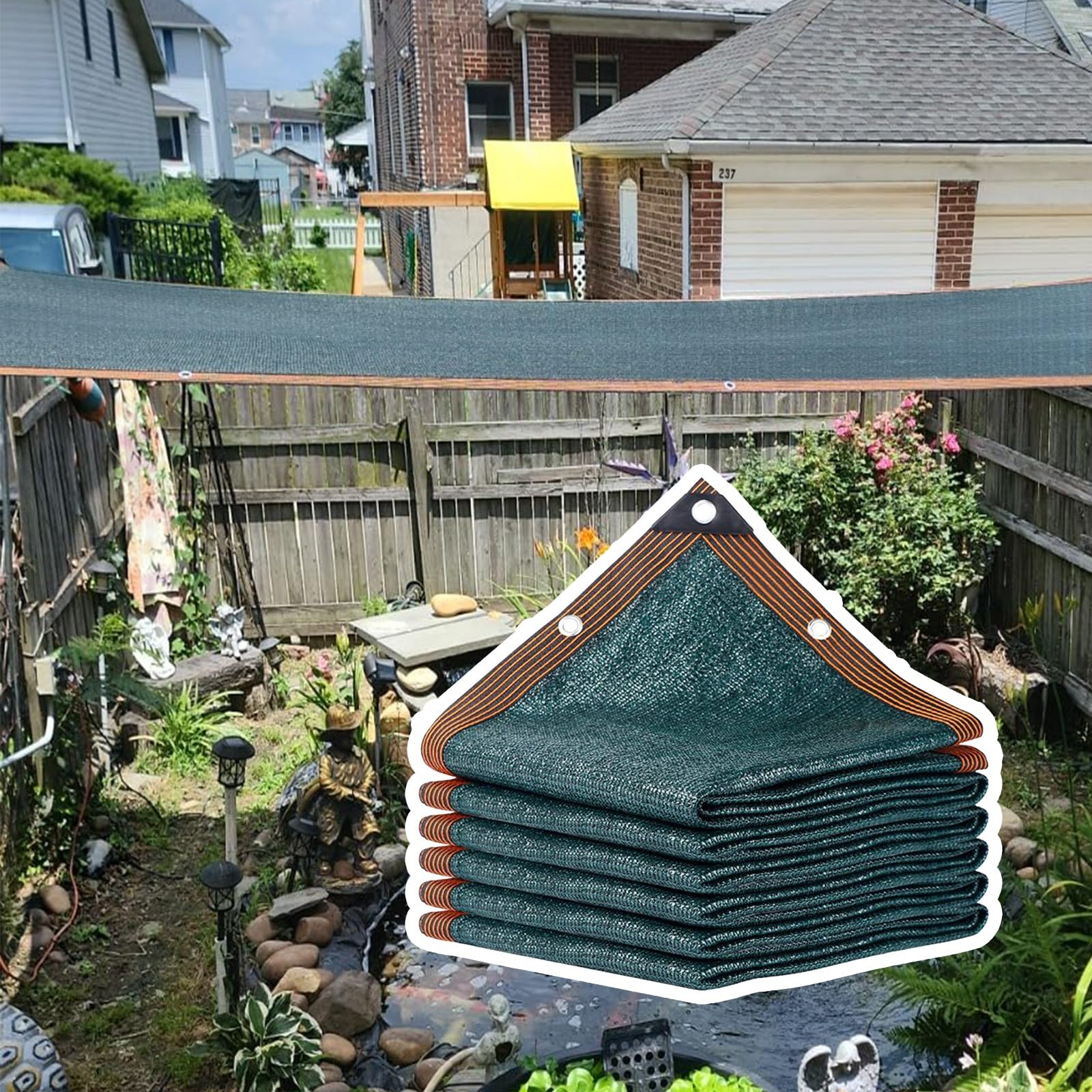 90% Shading Shade Cloth Green Shade Cover 3.3X16.4FT 9.9X23FT 13X49.2FT 19.7X65.6FT 26X32.8FT Sun Shade Net for Plant Covers, Swimming Pools, Patios, and Yards (Size : 19.7x19.7ft)