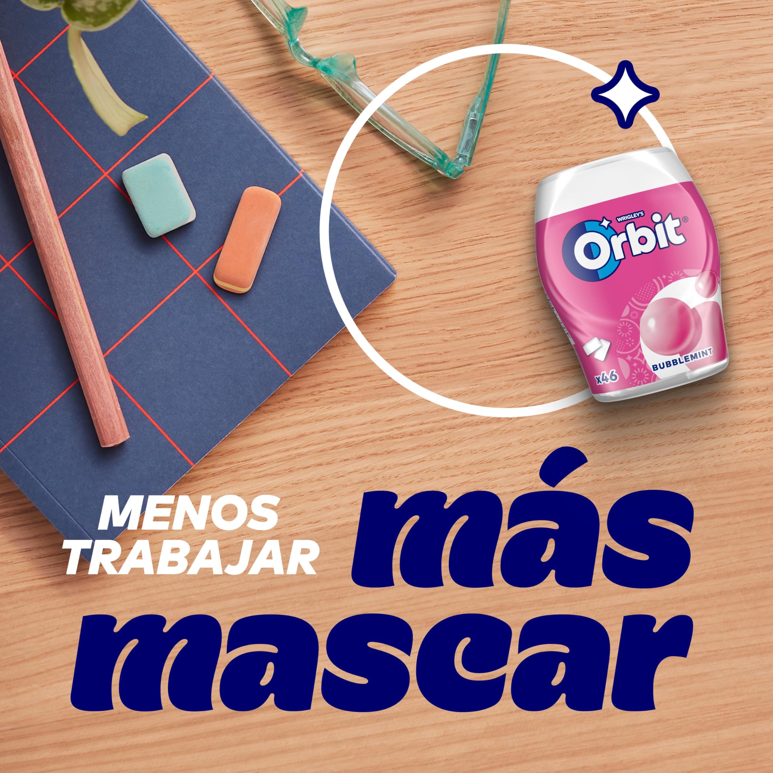 Orbit Bote de Chicles Sin Azúcar Bubblemint, Afrutado, Fresco, Intenso y de Larga Duración (6 x 46)