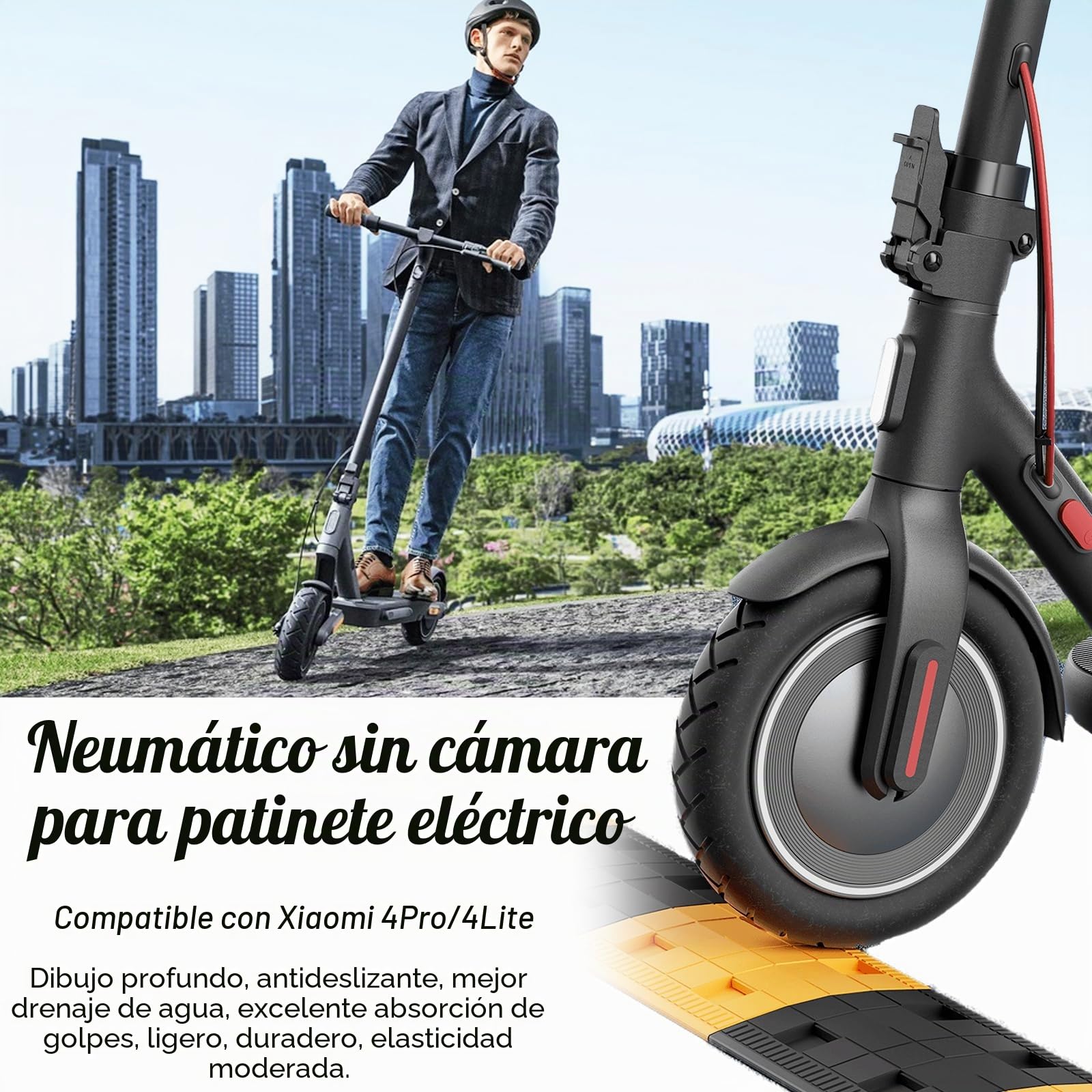 2 Piezas de 250 x 54 Neumáticos Sin Cámara de 10 Pulgadas para Xiaomi 4Pro/4Lite Scooter Eléctrico, Accesorios de Neumáticos Carretera Engrosados ​​a Prueba de Explosiones, Ruedas de Repuesto Scooter