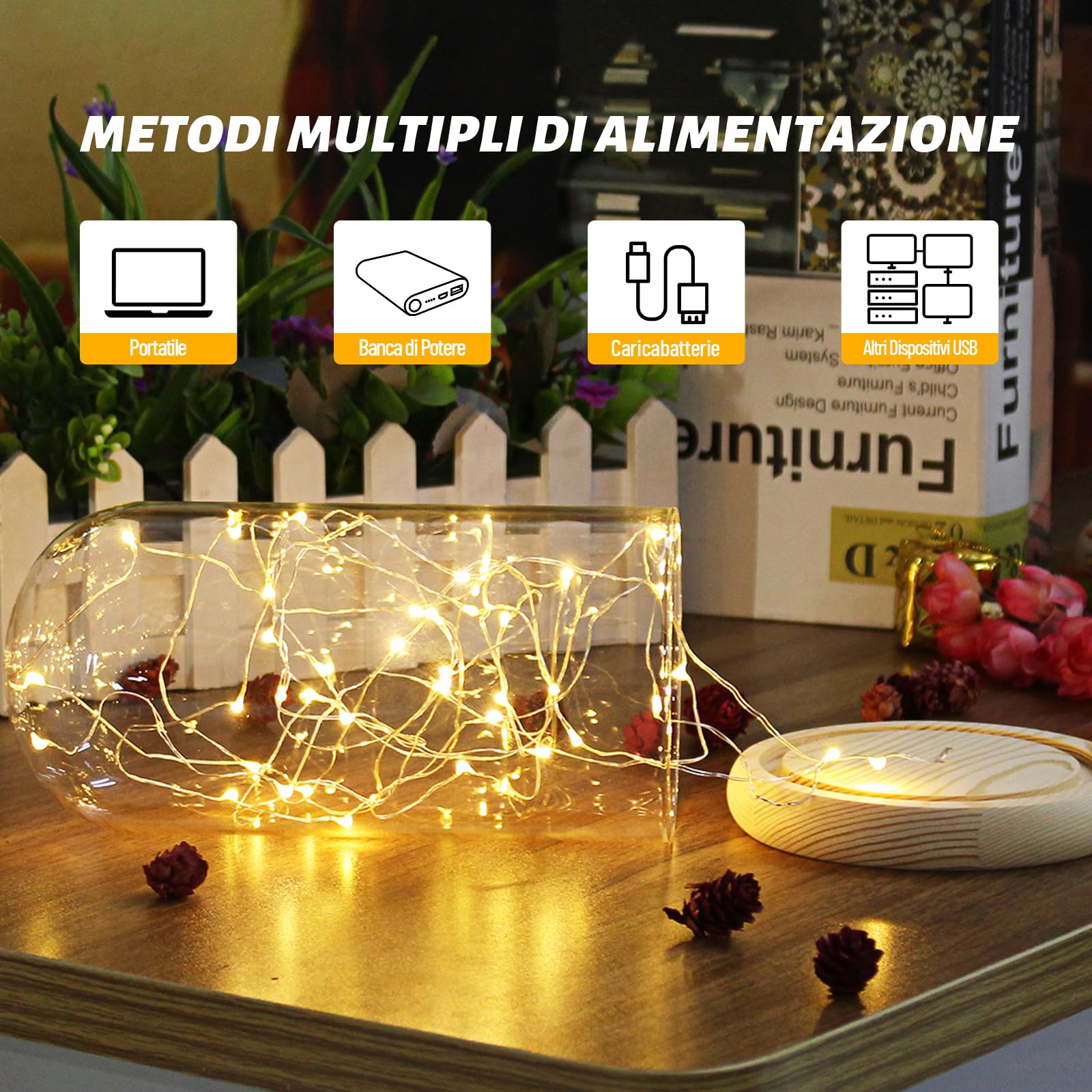 Luci Stringa FREMON - 5 Metri, 8 Modalità, Impermeabile IP65, Per Interni Ed Esterni, USB - Foto 8